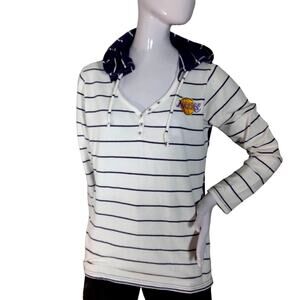 Lakers hoodie tee long sleeve striped purple and white size medium